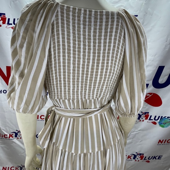 Waist defined stripe tie belt midi wrap dress by Old Navy. - Picture 10 of 12